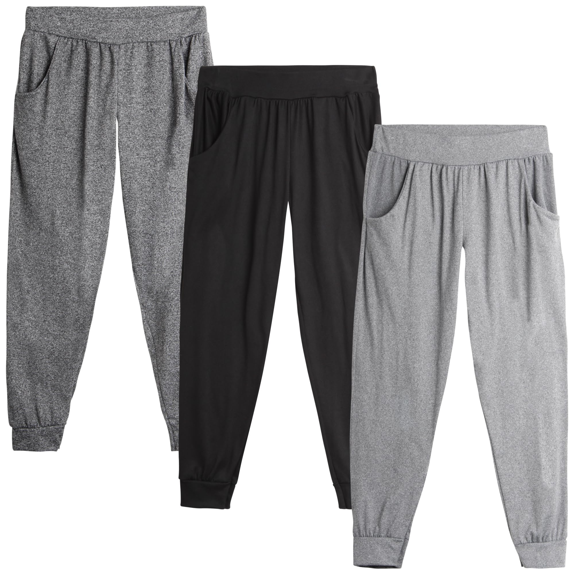 Sweet HeartsGirls Sweatpants - 3 Pack Girls' Activewear High Waisted Jogger Pants with Pockets: Made in USA (Sizes: 5-18)