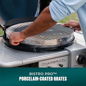 Charbroil Bistro Pro 2-in-1 Gas & Charcoal Grill with 240 Sq. In. Cooking Space, Compact Black Grill for Patio & Balcony