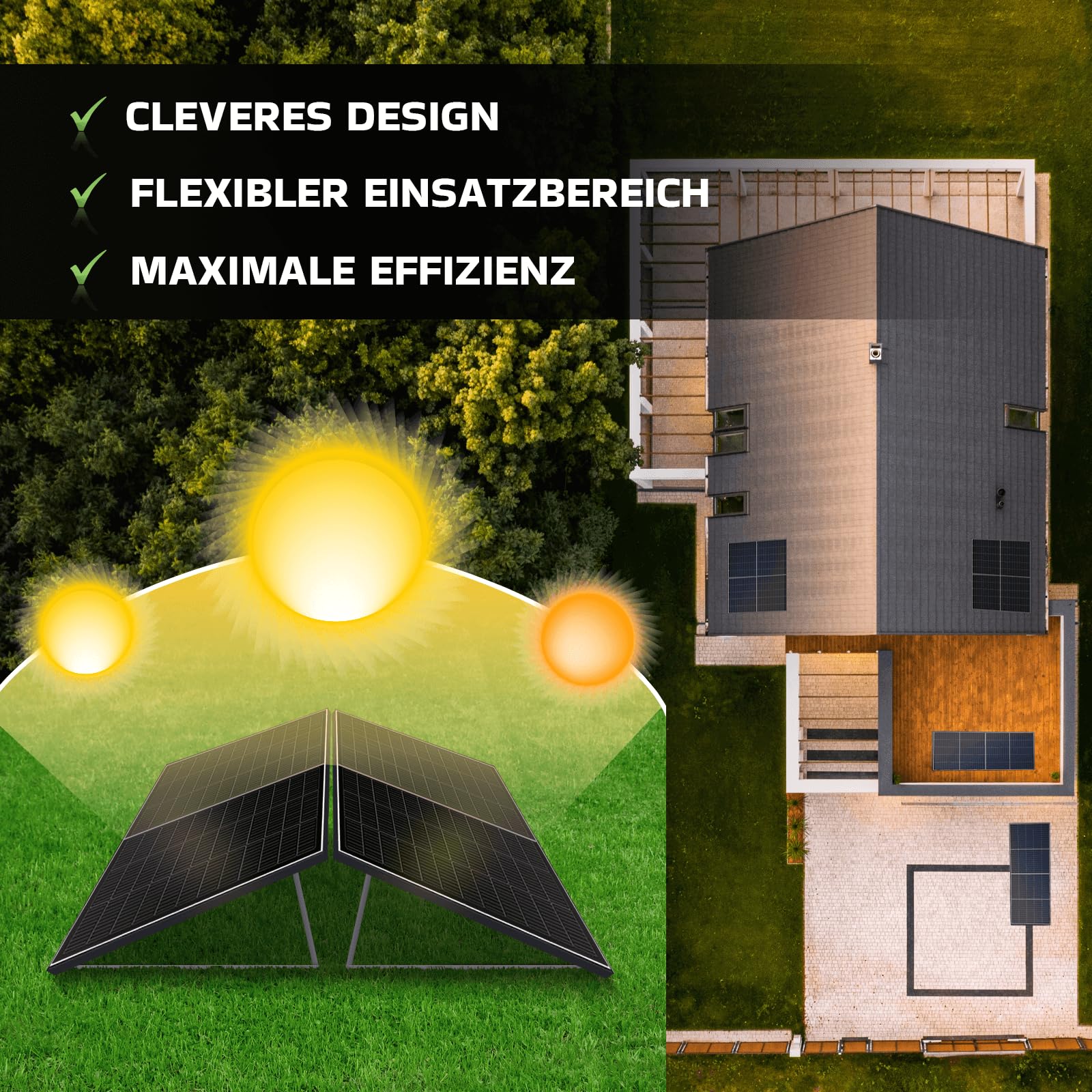 SUNNIVA® Solarmodul 500 W FULL BLACK Bifazial Glas PV Modul Solarpanel - PMax 500W Bifacial N-Type, für Balkonkraftwerk oder PV Solar Anlage