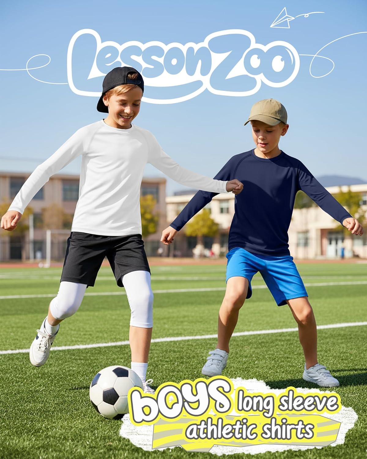 3 Pack Youth Boys' Compression Shirts Long Sleeve Athletic Undershirt Quick Dry Kids Base Layer for Baseball Soccer - Image 3