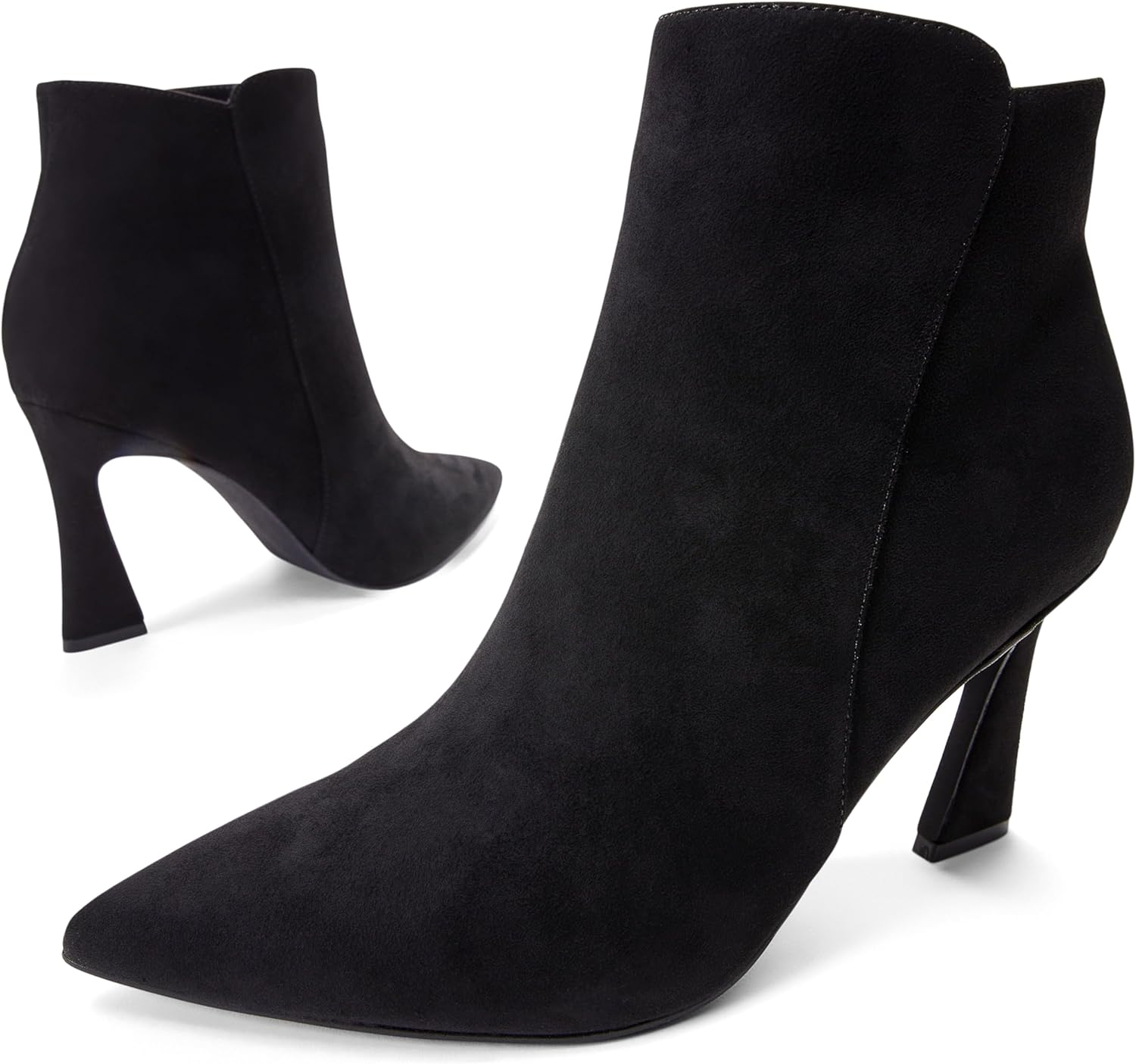 JustFab Womens Chunky Heel Black Fall Boots Ankle Booties Pointed Toe Short Boots - Yesenia (Size 11, Black) - Image 4