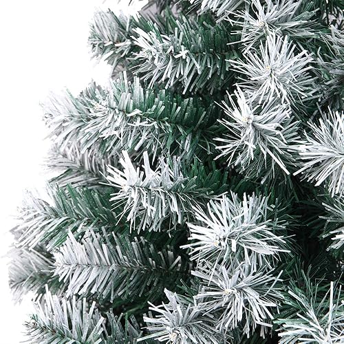 Miniatura 24 de Árbol de Navidad artificial de 6 pies sin encender, árbol de Navidad falso con bisagras con 1138 puntas de ramas y soporte de metal plegable, árbol