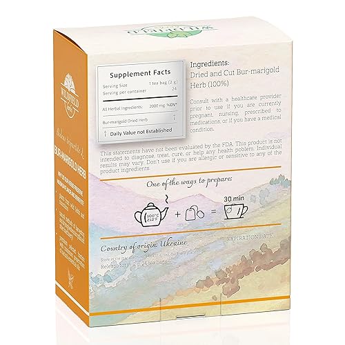 Miniatura 6 de 24 bolsas de té de caléndula seca Bur Caléndula Té de hierbas Marygold (Bidens tripartite L.) - 24 unidades 0.07 oz Bolsas de té 100% Chereda