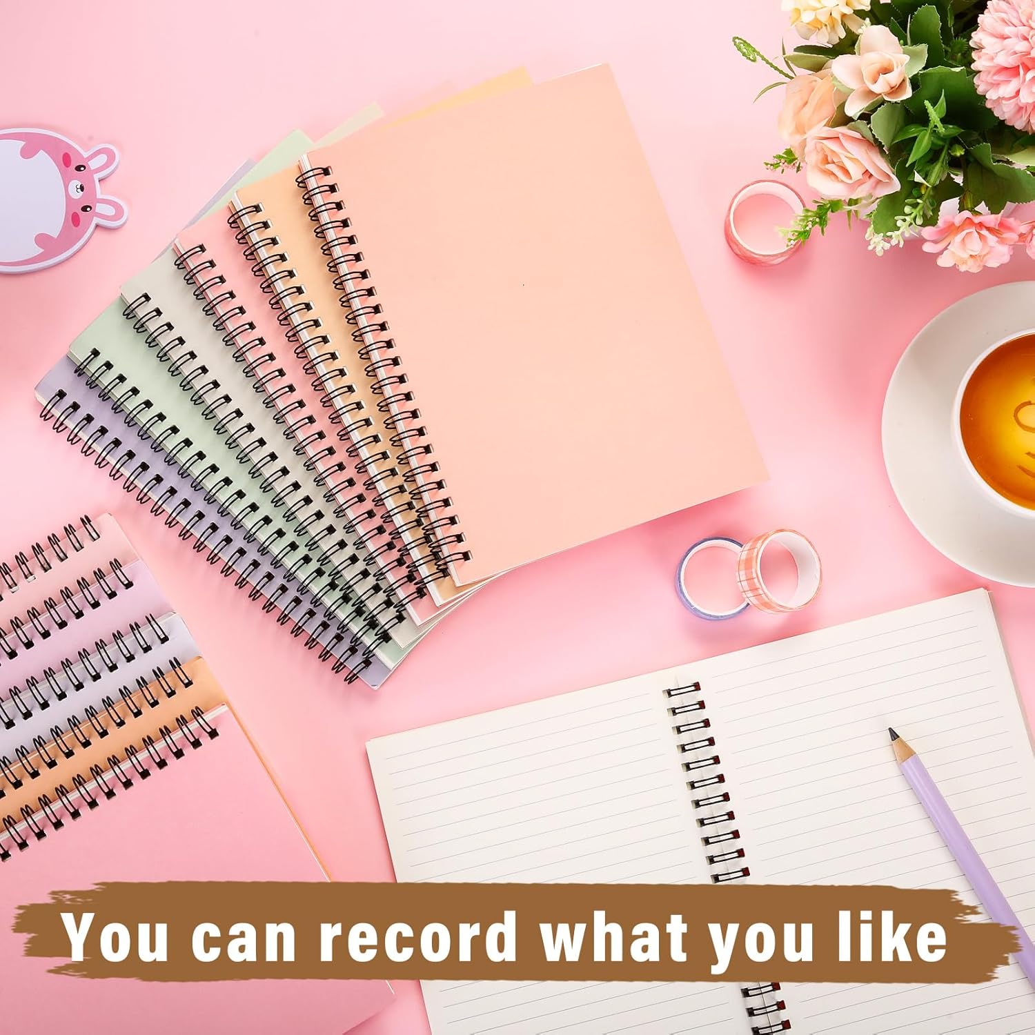 Fuutreo 24 Pcs Spiral Notebook for Work A5 8.3 x 5.7 Inch College Ruled Spiral Journal Notebook Kraft Cover, 12 Color, 60 Sheets, 120 Pages for Office School Supplies(Dreaming Color)
