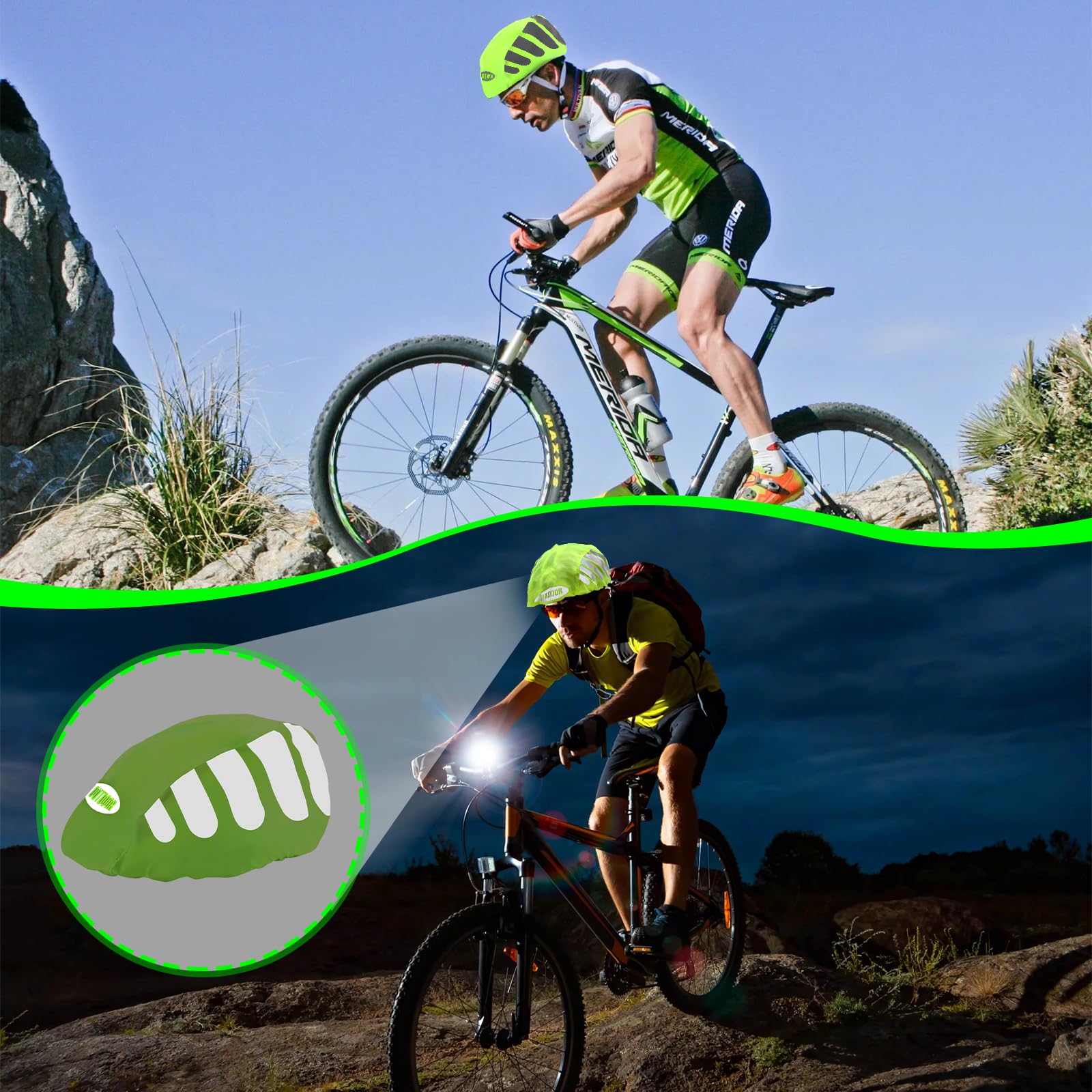 VMUTGA 2 sztuki pokrowiec przeciwdeszczowy na kask rowerowy, wodoodporny pokrowiec na kask, odblaskowa osłona przeciwdeszczowa na kask rowerowy, z torbą do przechowywania, uniwersalna osłona
