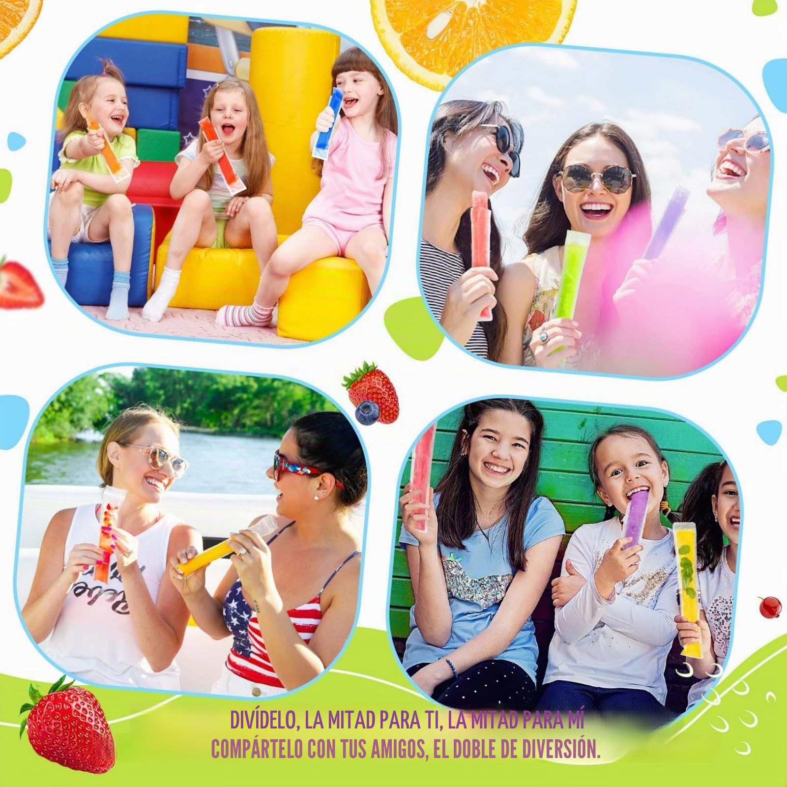 100 Pcs Bolsa Paletas de Hielo Desechable, Mold Bolsas Popsicle, Bolsas para Hacer Popsicles con Embudo, sin BPA, para DIY Saludables Yogur Batidos de Frutas Golosinas Pops