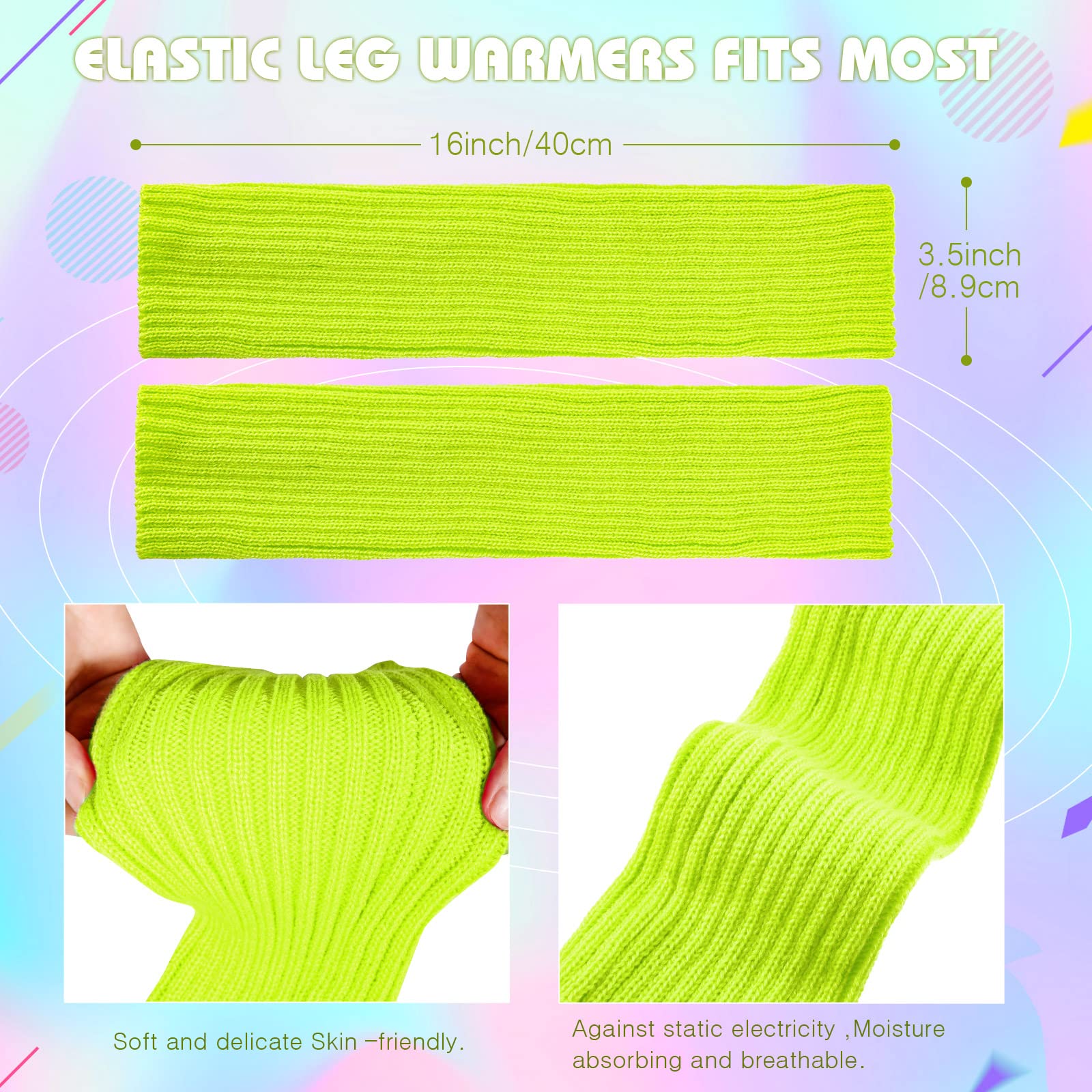 SATINIOR 80's Women Knit Leg Warmers Crochet Ribbed Neon Leg Socks for Dance or Yoga Wear Party Accessories: Fluorescent Yellow
