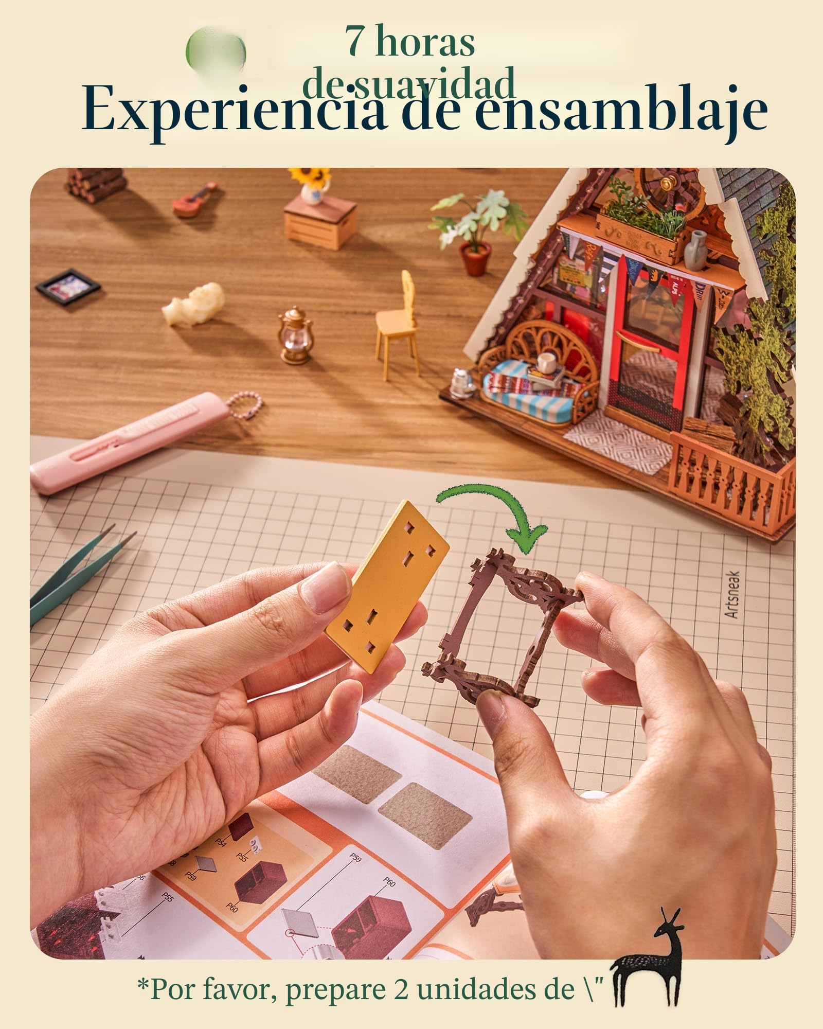 Rolife Casa de Muñecas Cabaña A-Frame Modelo de Madera Casa en Miniatura Sanación Natural Cabaña del Bosque de Cuento de Hadas Decoración del Hogar Regalo Creativo para Adultos