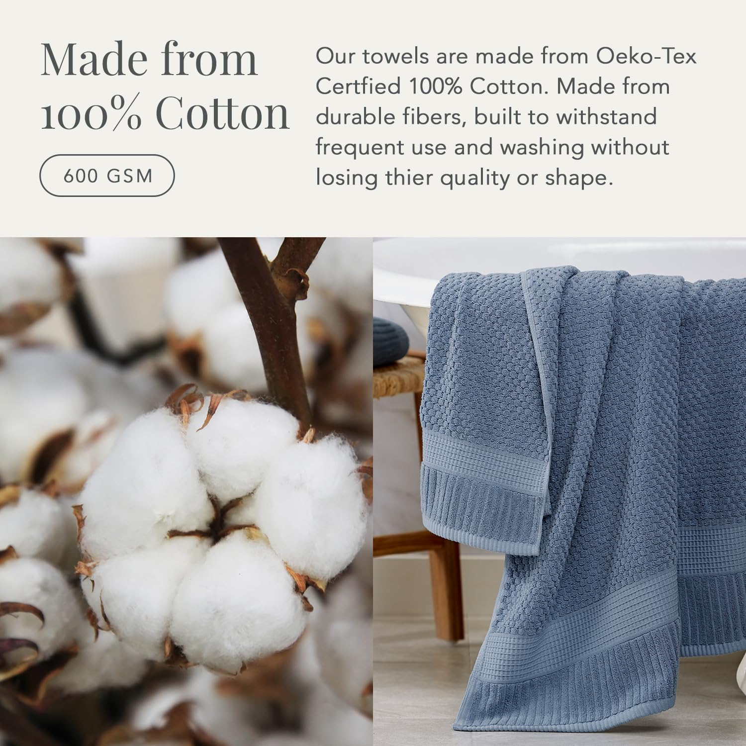 NY Loft- Juego de 2 Toallas de baño 100% algodón | Toallas de baño extragrandes de Secado rápido, supersuaves y absorbentes | Algodón Texturizado y Duradero | Flint Stone