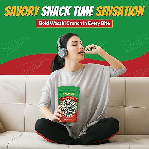 Miniatura 4 de Guisantes de Wasabi verde  Bolsa resellable de 4 libras de guisantes de Wasabi calientes  Snacks de guisantes saludables y frescos  Guisantes de