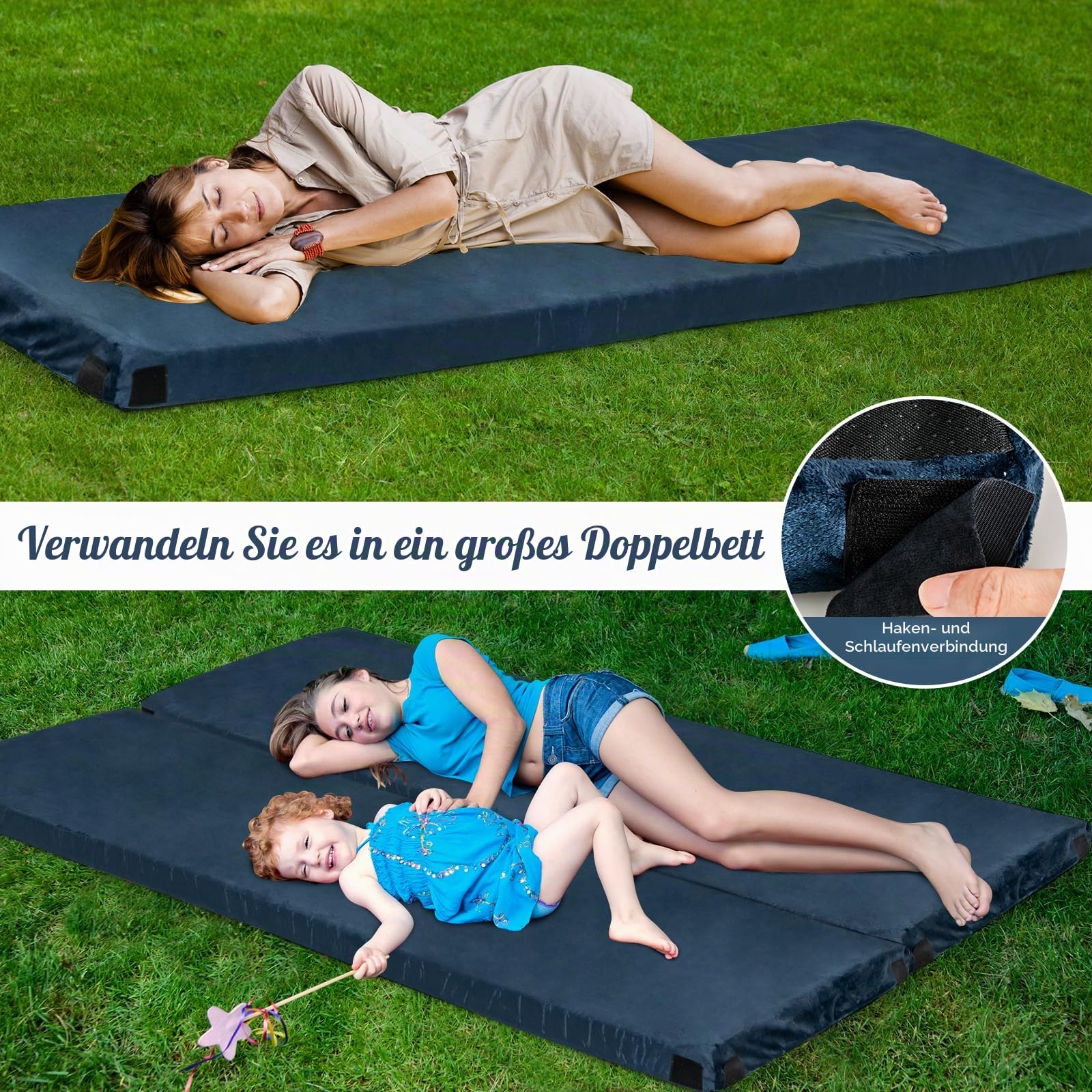 SOARS Tragbar Camping Matratze, Memory Foam Schlafmatte mit Tragetasche, abnehmbarem Flanellbezug, Bodenmatratze Isomatte Faltmatratze für Reisen, Zuhause, 183 x 62,5 x 6,5 cm