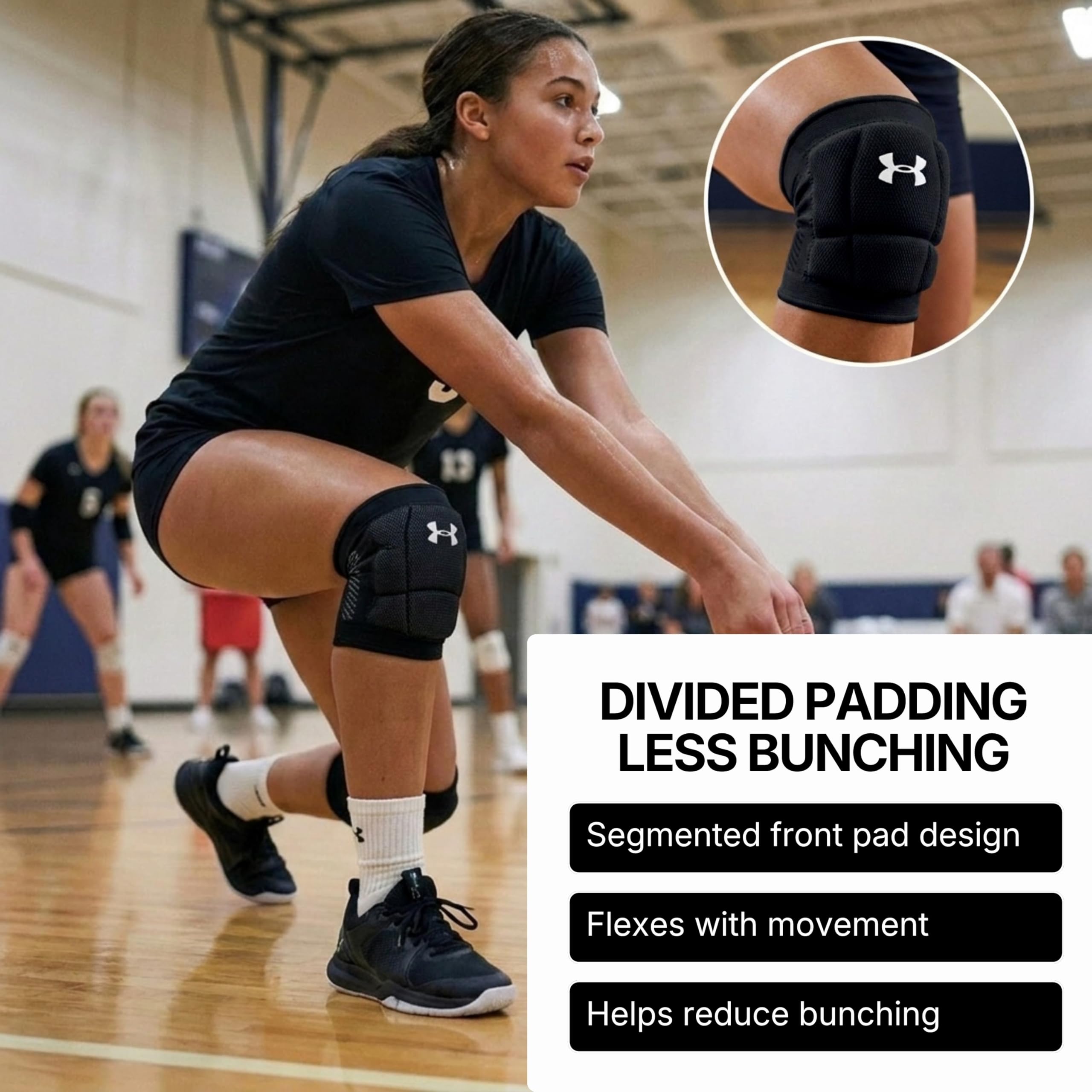 Under Armour Volleyball-Knieschützer, leicht, langlebiger Schutz auf dem Platz, Größen für Jugendliche und Erwachsene