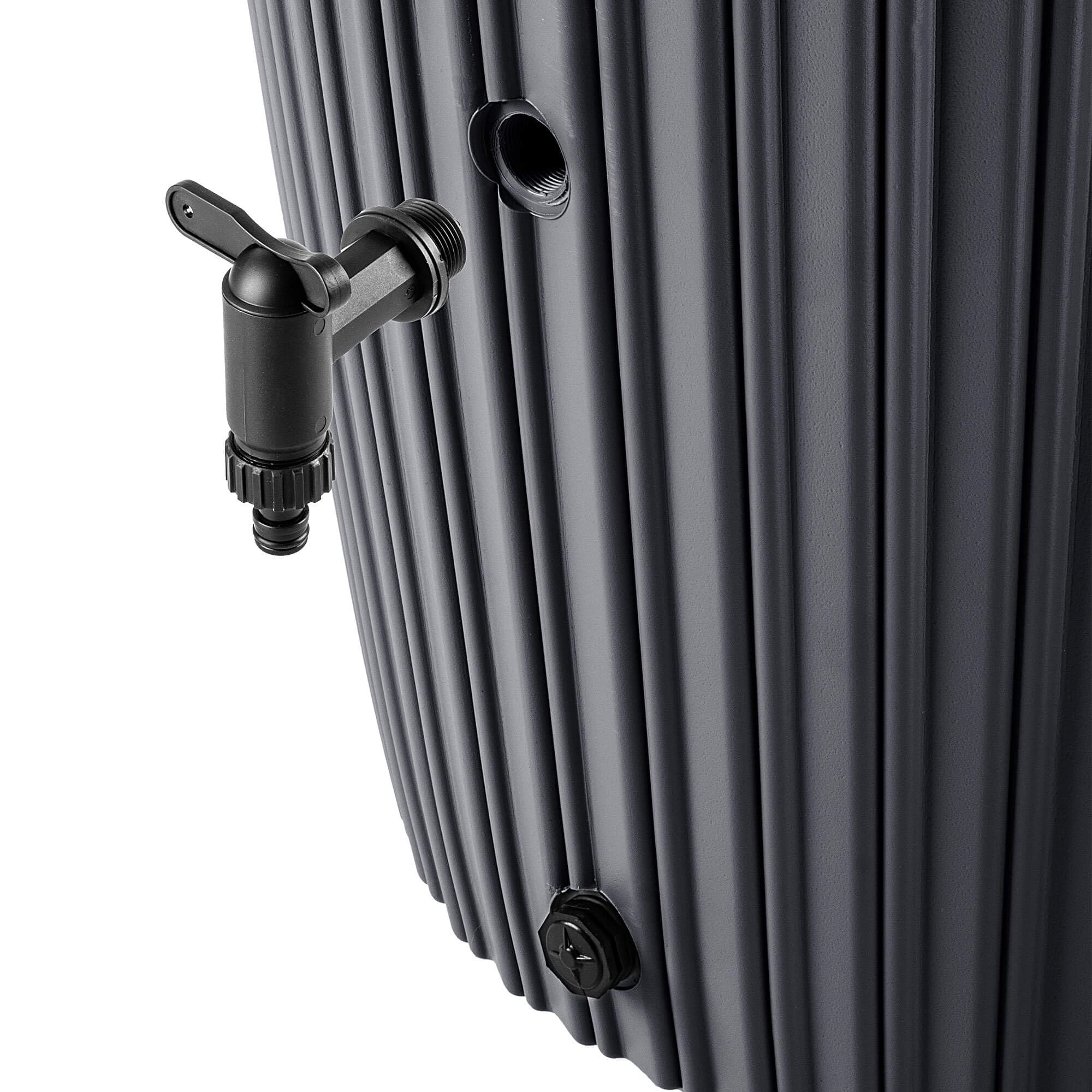 Regentonne 240L mit Deckel & Auslaufhahn – Design Regenwassertonne, Wasserfass für Garten & Terrasse – Farbe Anthrazit – UV-beständig & frostfest (Anthrazit)