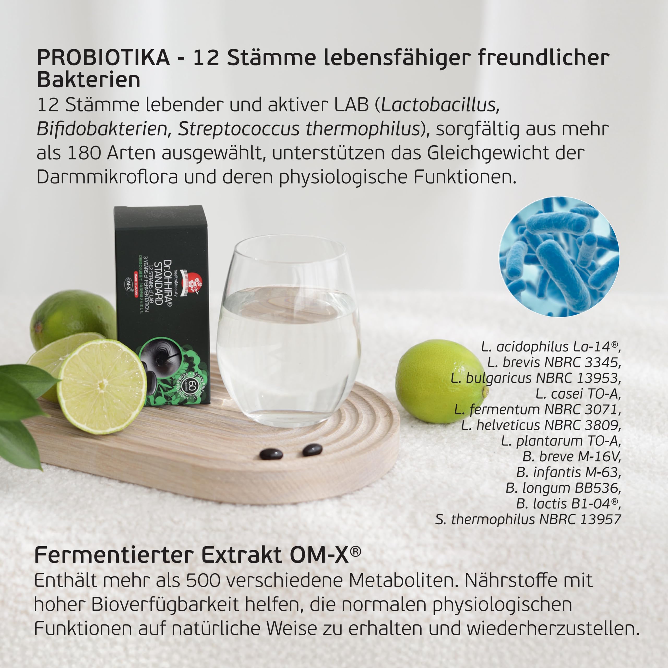 Dr.OHHIRA® Standard Probiotika, Präbiotika & Postbiotika für Darmkur | Einzigartige 3-Jahre Fermentation mit 12 lebenden Bakterienkulturen und 14 Früchten unterstützt