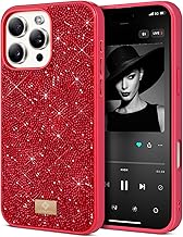 BEZ Mobile Phone Case for iPhone 16 Pro Max Case Glitter, Sparkle Diamond Crystal Bling Case with Bling & Co. Series for iPhone 16 Pro Max, Scarlet Red
