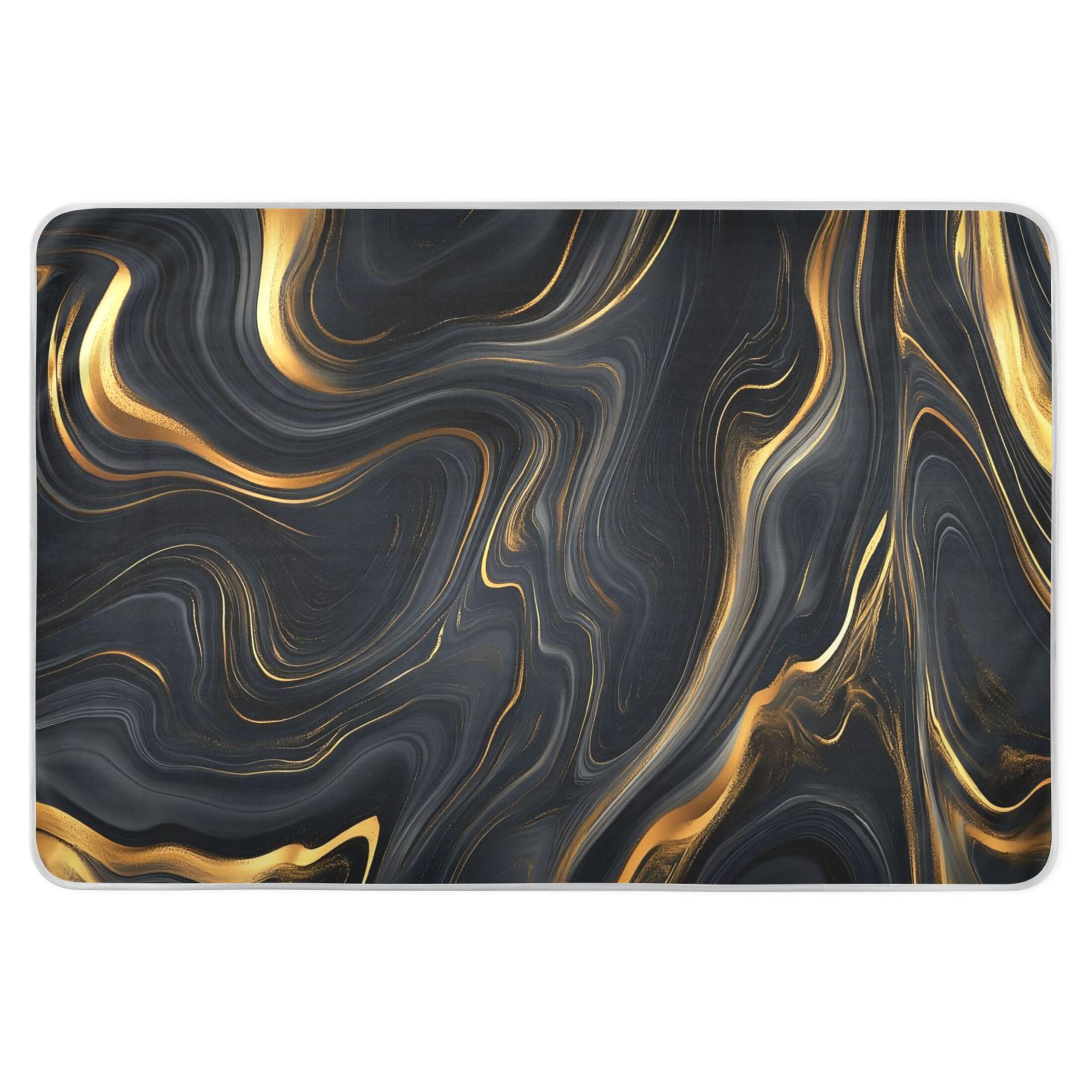 Takiito Gold Black Marble Bed Pad Reusable Bed Underpad Washable Waterproof Leak-Proof Quick Dry Incontinence Pee Pad for Toddlers Kids Adults Pets 34x52 in