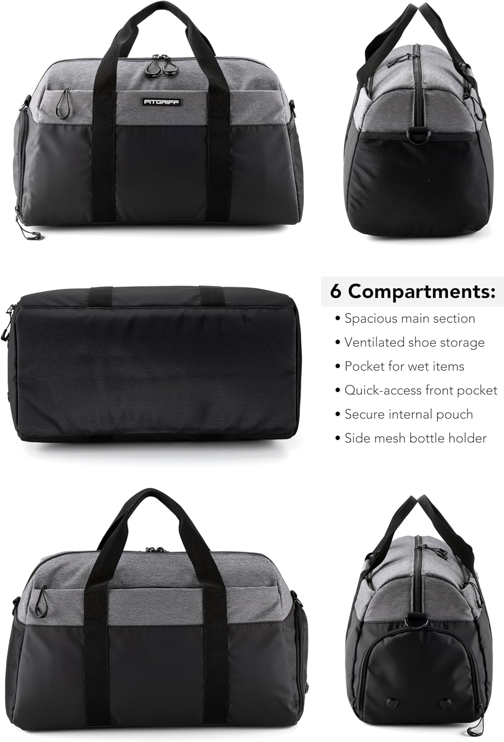 Fitgriff® Gym Bag V2 for Men and Women with Shoe & Wet Compartment - Duffle Bag for Travel, Sports, Fitness and Workout - Image 6