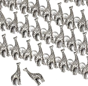 Cherry Blossom Beads Silver Pewter zinc based alloy Giraffe Beads 8x22mm - 18 Beads / 8 Inch Strand
