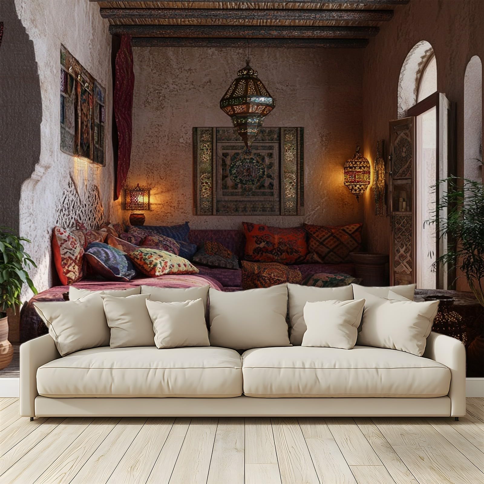 Mkbkli Photo Wallpaper Old Moroccan Room Wall Murals For Bedrooms 118 X 82 Inch Non-Woven Fabric Wallpaper Living Room Bedroom Office Corridor Decoration Murals Modern Wall Decoration