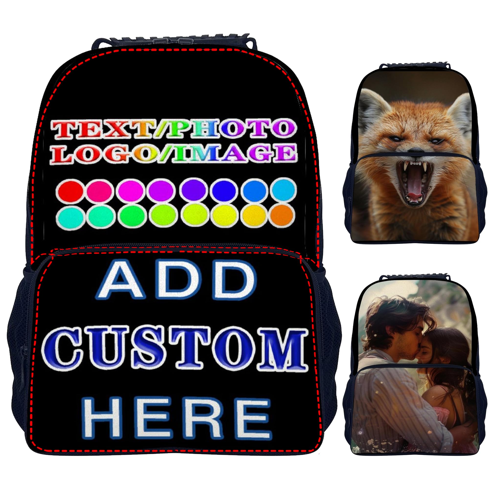 SNKYBGRS Custom Backpack Personalized Backpacks with Photo Text Logo Customized Unique Backpacks Travel Shopping Office for Men Women Employee