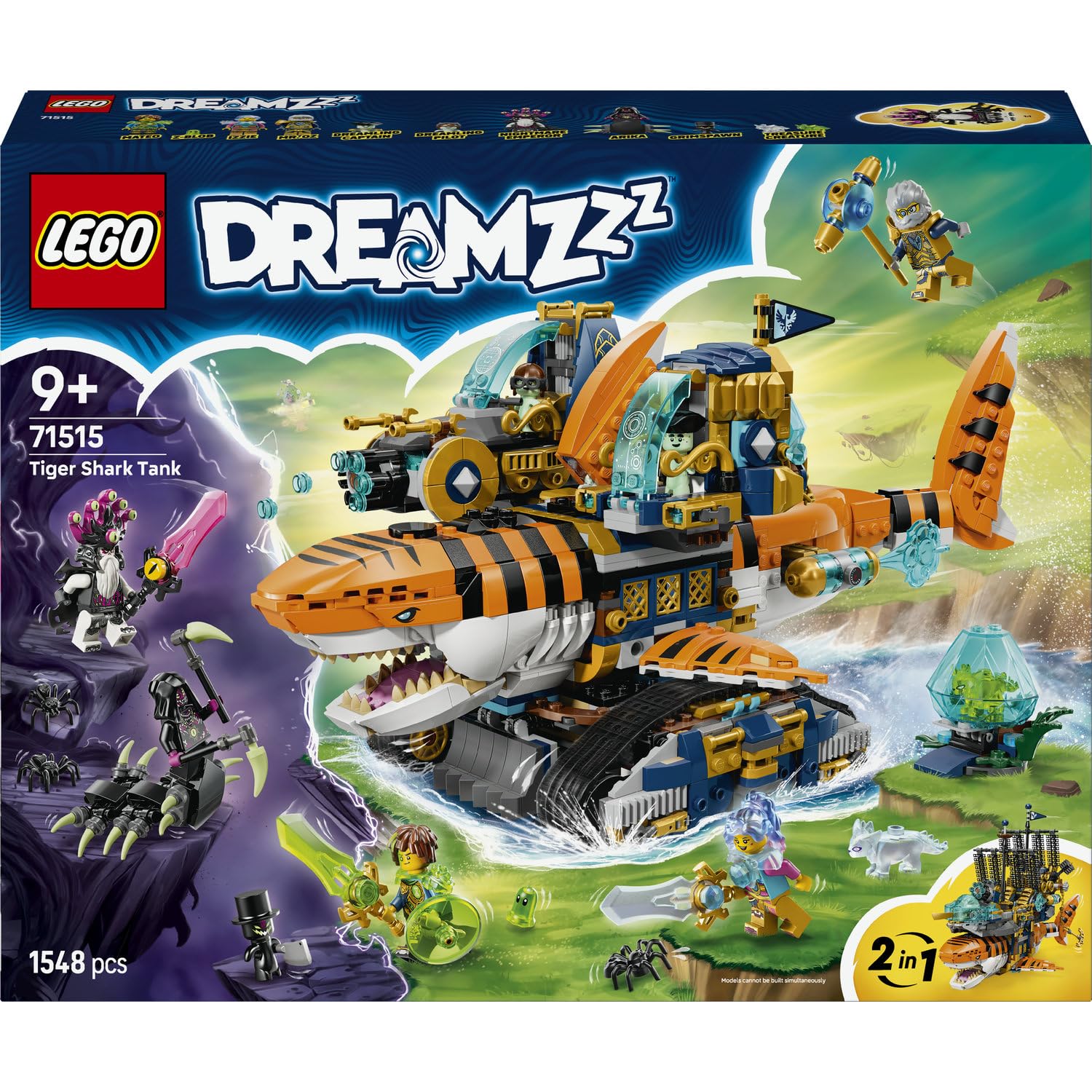 LEGO DREAMZzz 2in1 Tiger Shark Tank 71515 | Toys for 9+ Year Old Boys & Girls, Transforms into Pirate Ship, 5 Minifigures & 2 Treasure Creatures, Gift Idea, 1548 pieces