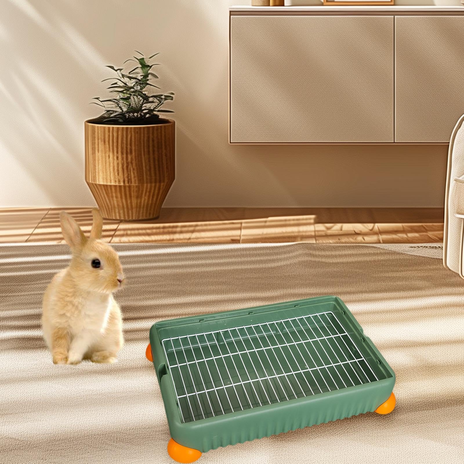 Perfeclan Caja de Arena para Conejos, Caja de Arena para Conejos, Caja de Arena para Mascotas, Caja de Baño para, Cobayas, Chinchillas, Suministros para M, L, Verde