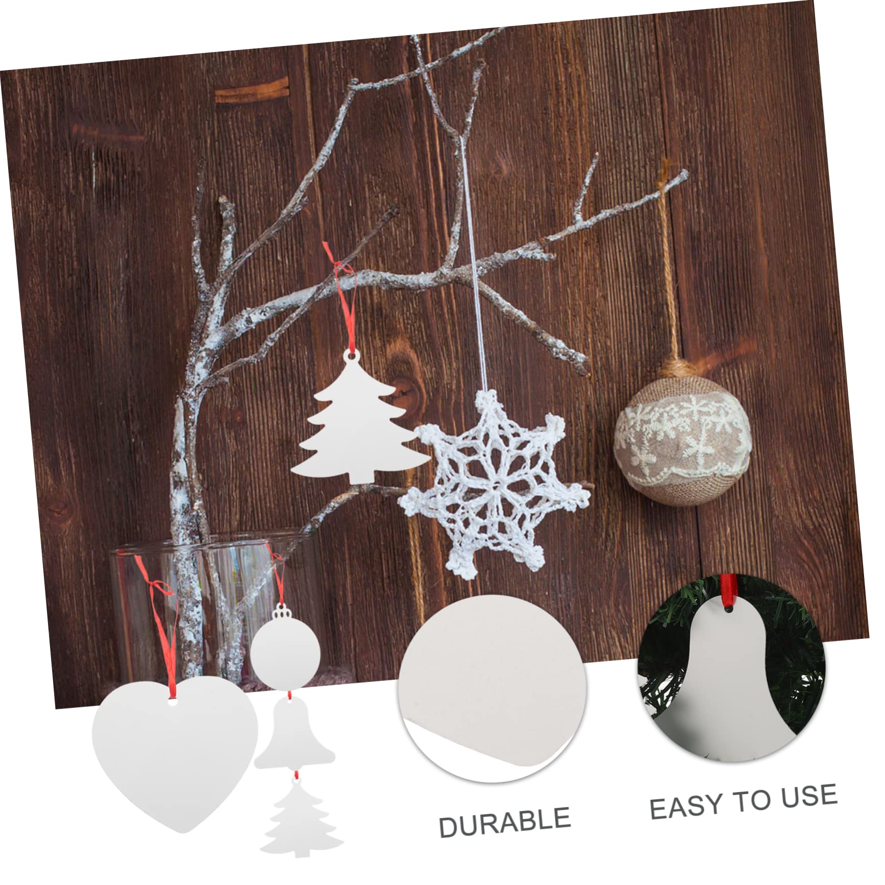 Zerodeko 4 Juegos Adorno De Sublimación De Aluminio Puerta Adornos para Arboles De Navidad Ganchos De Navidad Decoraciones Calcomanías Decoración Adornos Navideños Rellenables 4 Piezas X 4