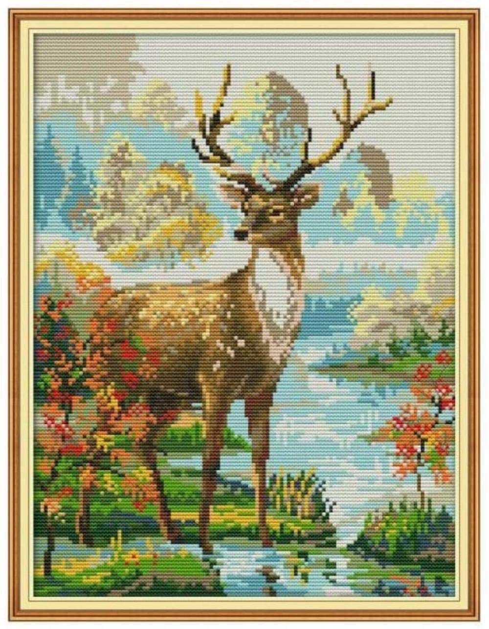 Hirsch Kreuzstich-Set 11CT Vorgedruckt – Komplettset Für Anfänger Und Erwachsene, Kunsthandwerk Für Heimdekoration (11,8 X 15,7 Zoll) 652