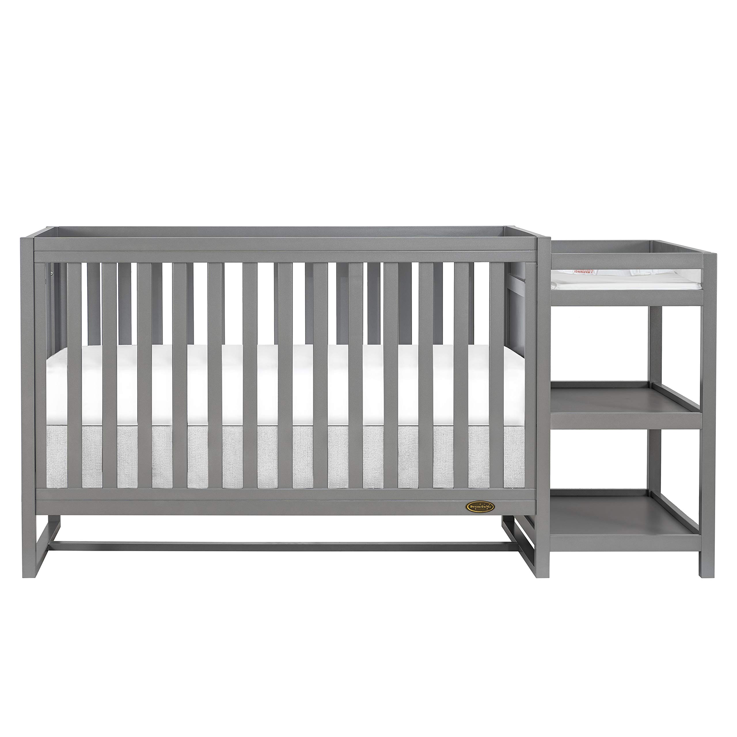 Dream On Me Milo 5-in-1 Convertible Crib & Changing Table with Free Changing Pad in Strom Grey