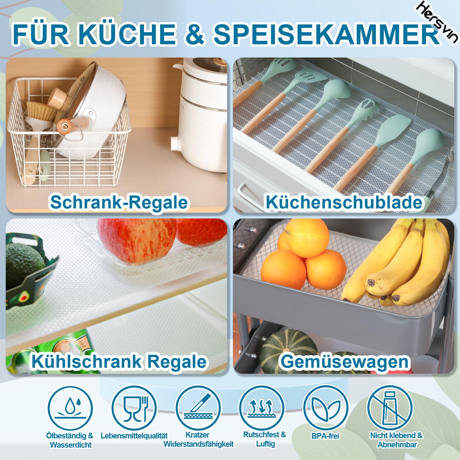 Hersvin Schubladenmatte 30cmx300cm Schubladeneinlage Eva Schrankpapier Nicht Klebende Wasserfest Unterlage Teppich für Küchenschränke Regalschrank (Transparent Punkt)