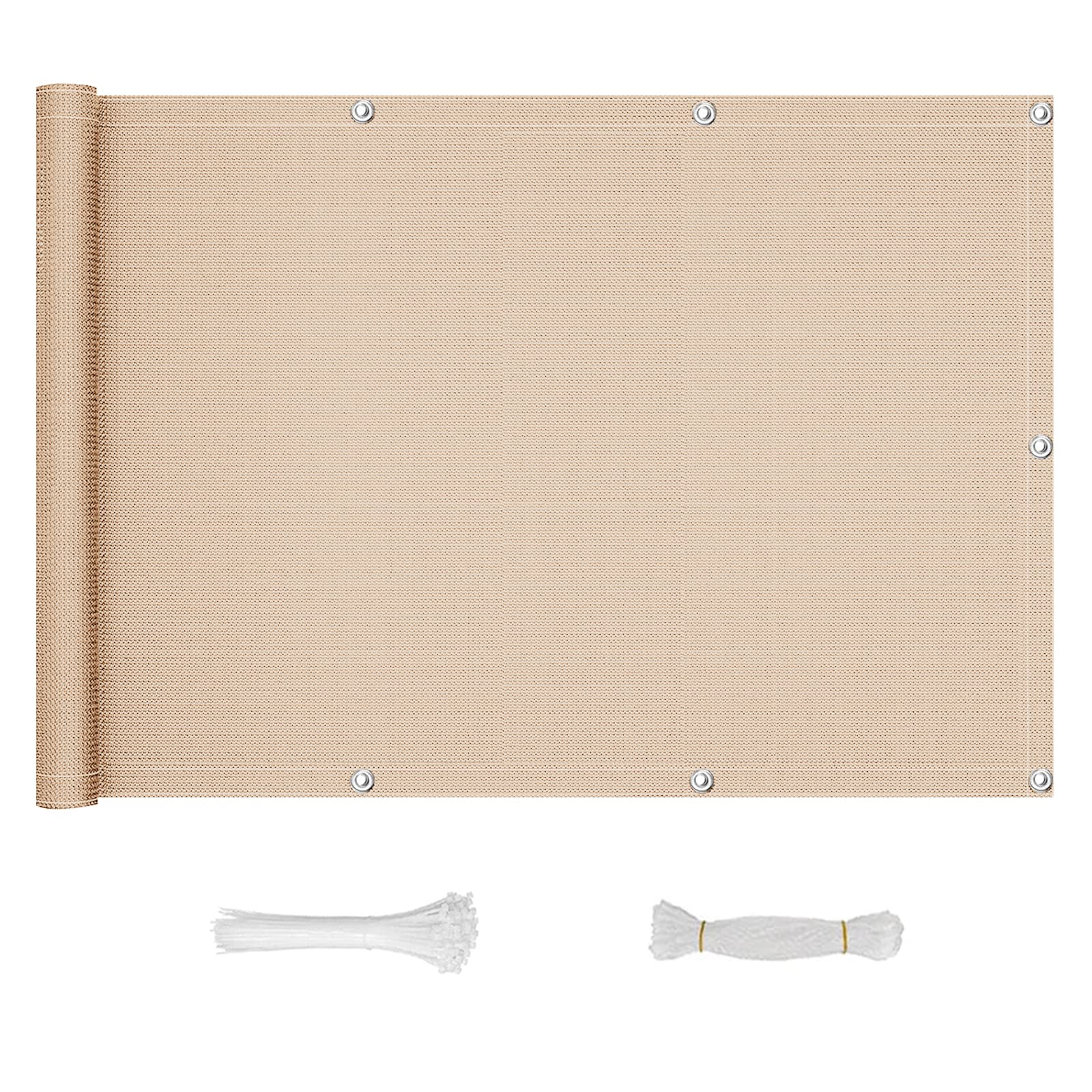 QINGLV Pantalla De Privacidad 110x900cm Lona De Protección para Balcones Y Terrazas Protección UV Y Opaca Balcón Pantalla De Privacidad para Jardín Balcón Terraza -Color Arena
