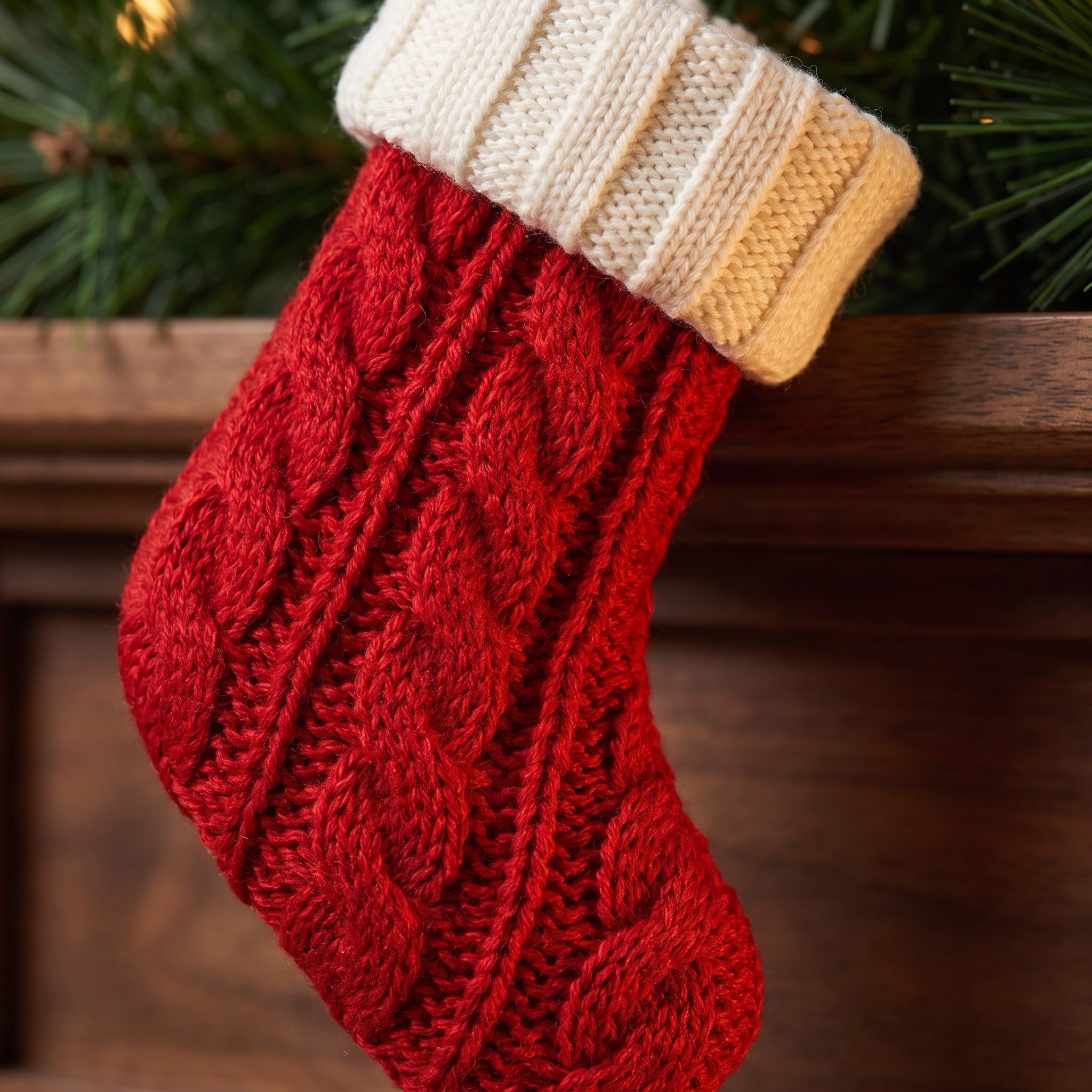VICASKY 12 Mini Calcetines navideños de Punto para Colgar en el árbol de