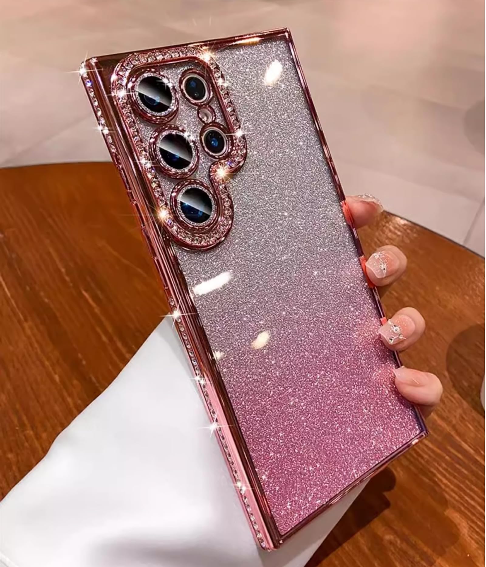 Glitter Compatible with Samsung Galaxy S25 Ultra Case for Women, [Compatible with Magsafe], Bling Sparkly Diamond Rhinestones Case with Camera Cover