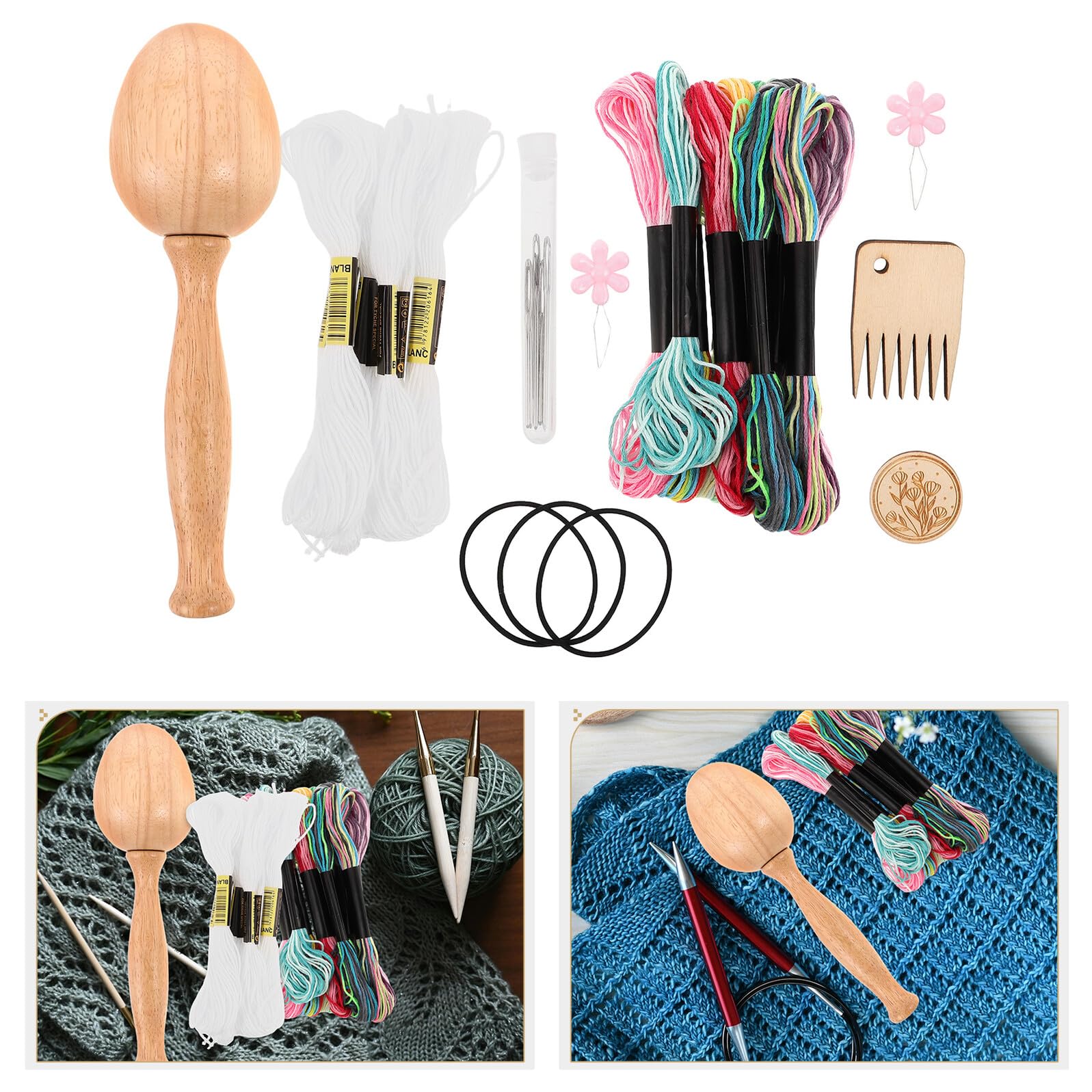 Juego de Herramientas de Crochet en Forma de Huevo, 1 Set | Prendas y Jeans Vaqueros, Madera Plástico Metal, Uso Doméstico Diario y Costura Creativa Color Aleatorio