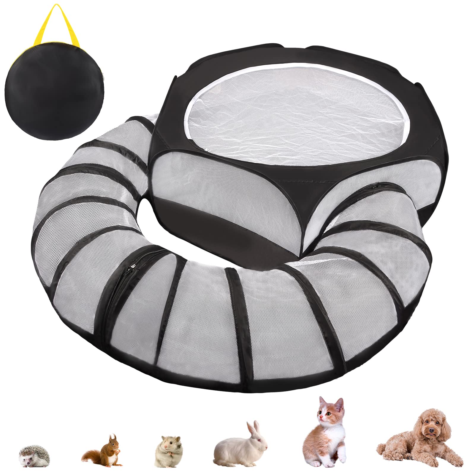 Small Animal Playpen with Toy Tunnel, Waterproof Pet Playpen Guinea Pig