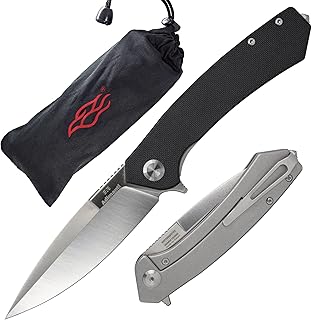Firebird GANZO Adimanti Skimen Pocket Folding Knife G10 Handle with Clip and Glass Breaker D2 Steel Blade Hunting Fishing Camping Outdoor EDC Knife (Black) - Firebird