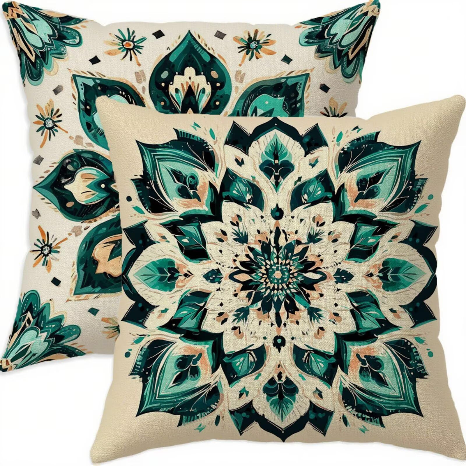 Housse coussin 70x70cm lot de 2 taie oreiller lin cyan