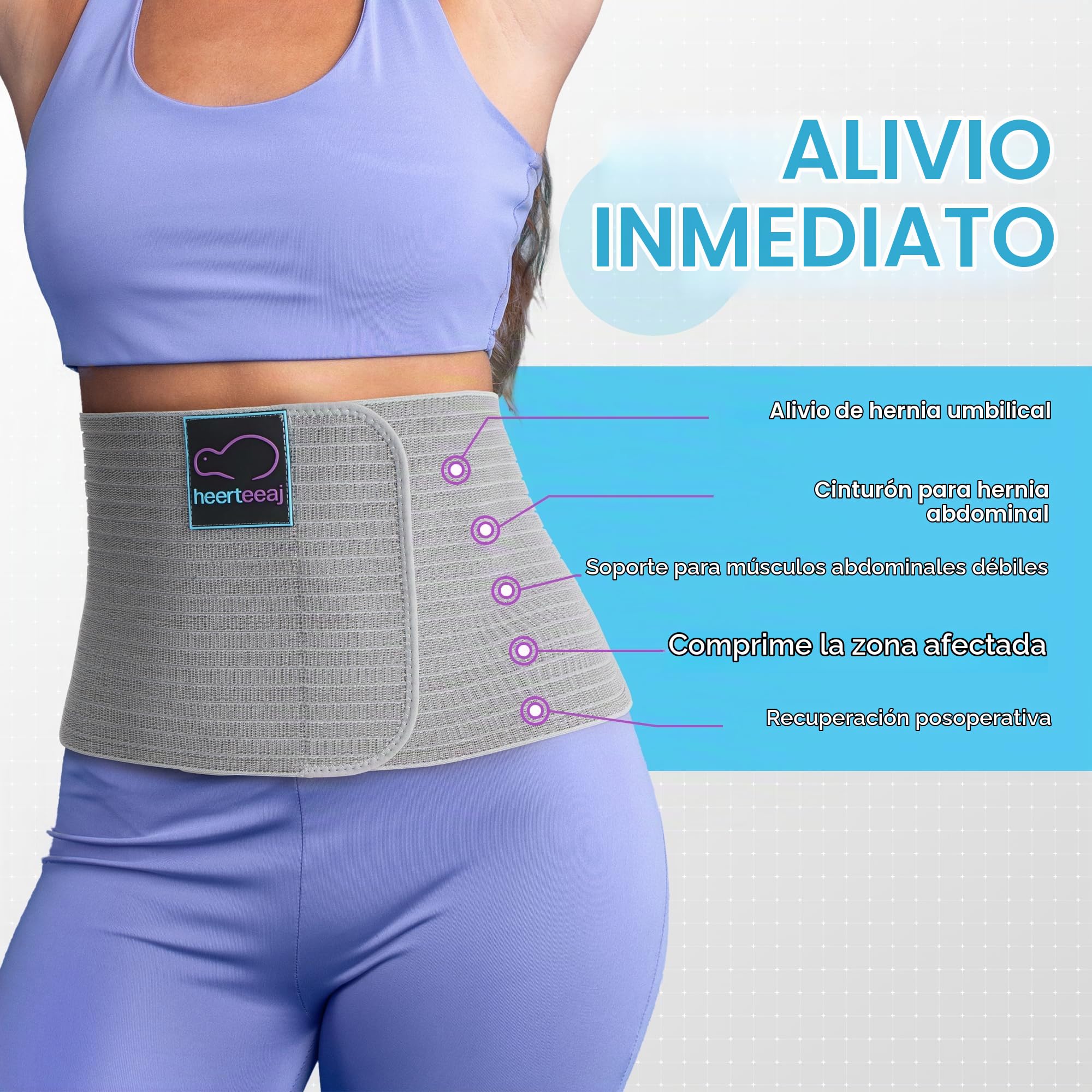 Hernia umbilical - hombre y mujer - banda abdominal con stent para hernia umbilical, ayuda a aliviar - para incisión, abdomen superior, abdomen