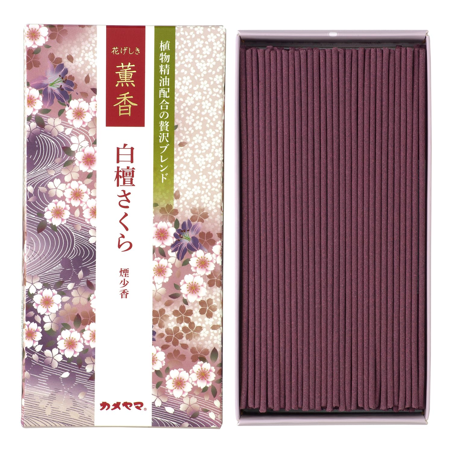 Kameyama Flower Incense Sticks Sandalwood Sakura 220 Sticks 3.5oz Low Smoke