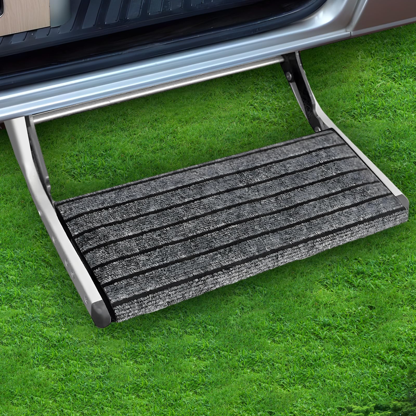 Tappetino per Gradini Camper , 46x46cm con Fibbie Regolabili, Accessorio Camper per Camping, Tappeto Antiscivolo da Esterno