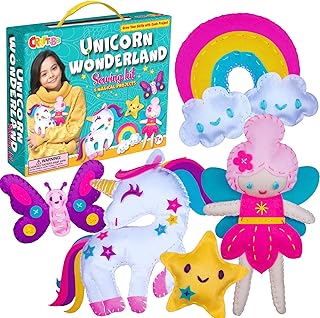 Beginner Sewing Kit for Kids - Arts & Unicorn Crafts Kits - My First Sewing Kit for Girls Ages 7-12 yrs - Kids Gifts Learn to Sew Magical Projects with Stuffed Animal Dolls, Instructions & Felt