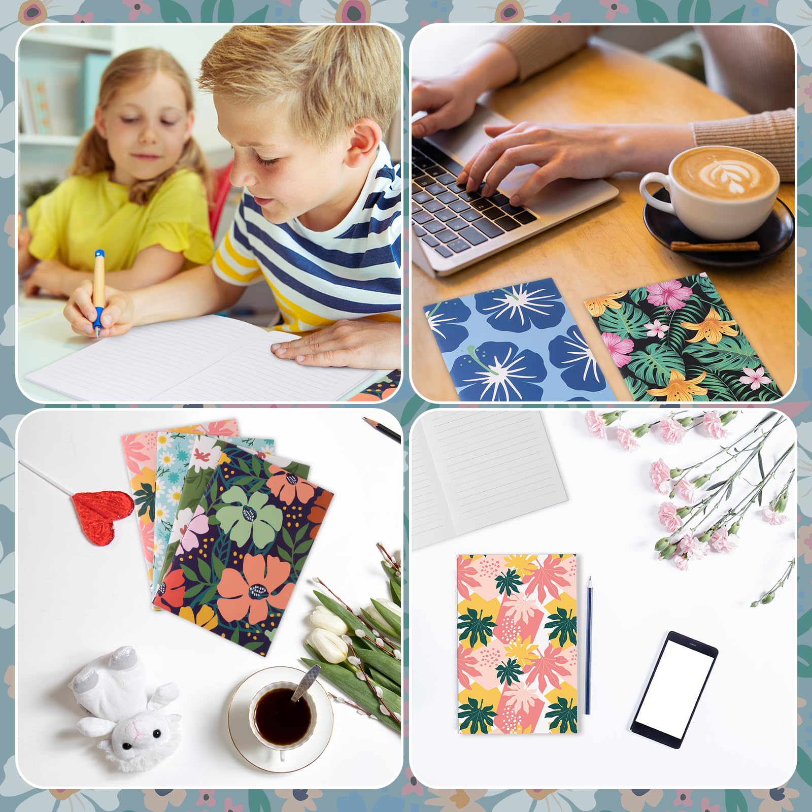 Maitys 30 quaderni in formato A5 per composizione estetica, grazioso taccuino per la scuola, 20 x 15 cm, a righe, stile floreale, diari di carta per adolescenti, ragazze, bambini, adulti, regalo