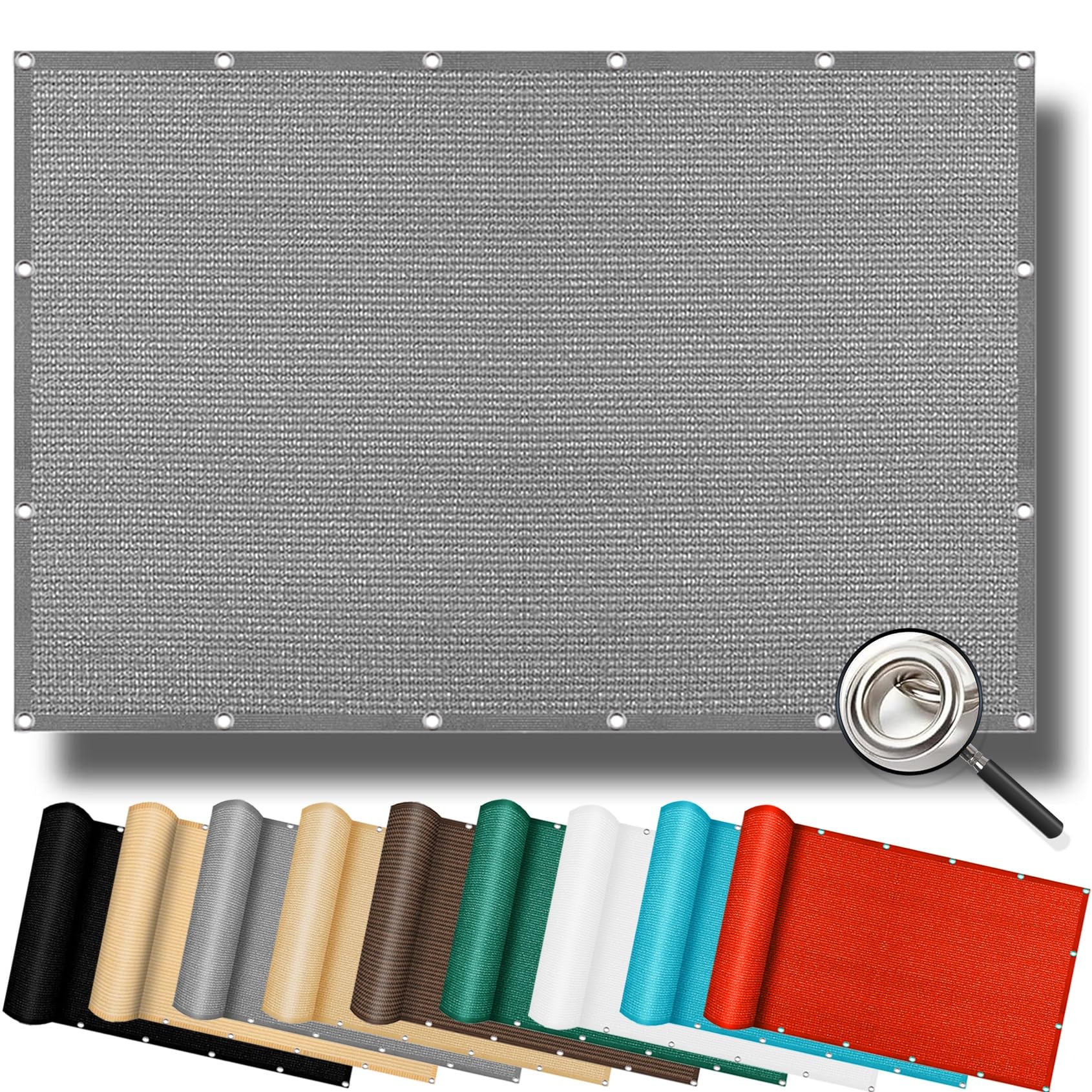 Voile d'ombrage gris clair 200 x 440 cm avec toile ombrage perméable pour jardin et plein air