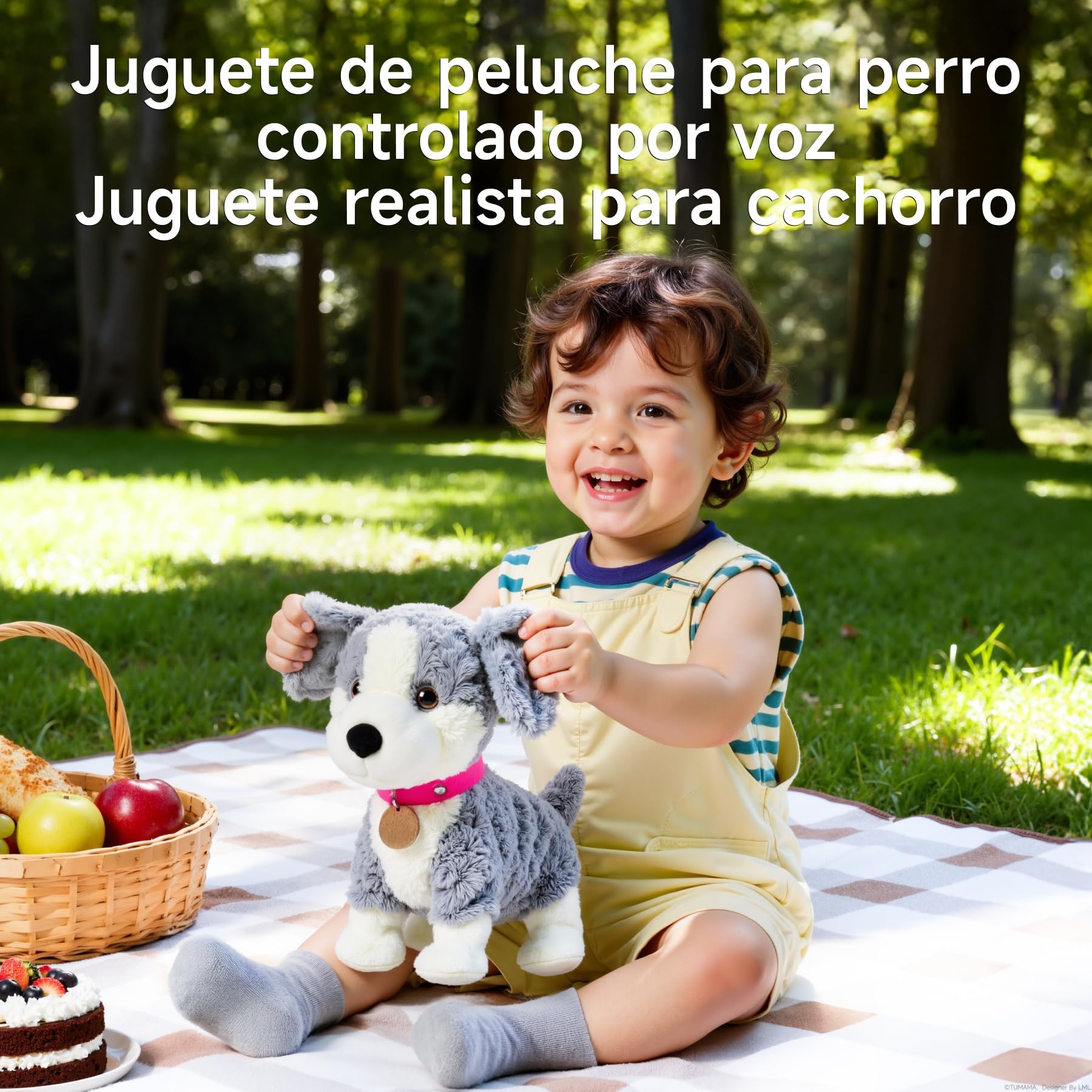 Perro Juguete con Control Vocal para Niños, Anda y Ladra, Habla, Mueve la Cola, Perro Interactivo Electrónico, Cachorro de Peluche de Animales, Regalo 3+ Años