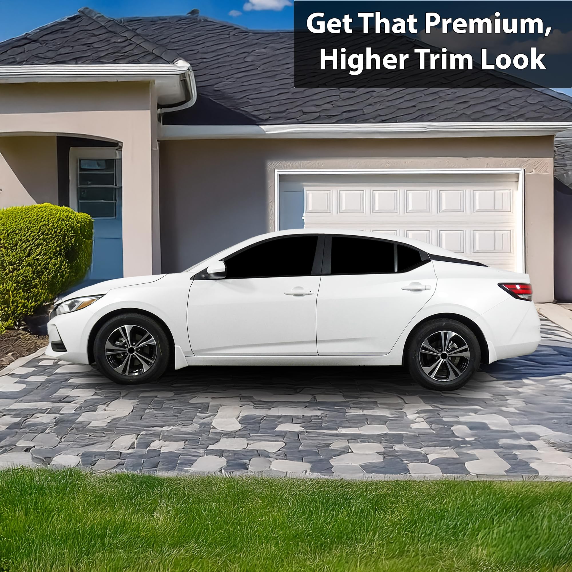 BOGAR TECH DESIGNS Side Window Chrome Delete Overlay Film Compatible with Nissan Sentra 2020-2025, Gloss Black