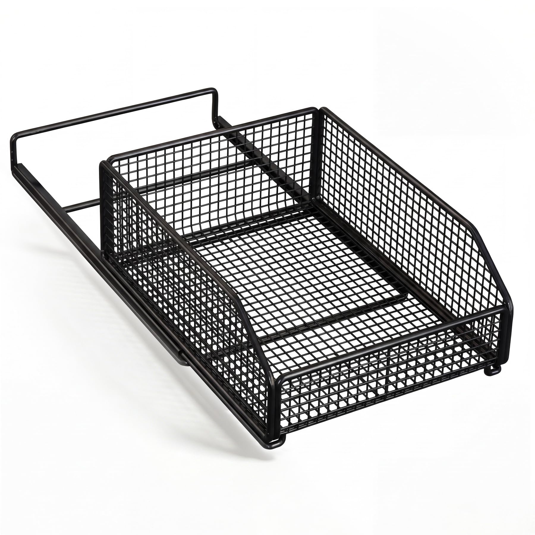 Brezento 1 Pc Pull Out Cabinet Storage Basket 39 x 30 x 14cm Sliding Pantry Organiser Drawer Self Adhensive Cabinet Storage Shelf with Slide Out Basket for Kitchen Bathroom(Black)
