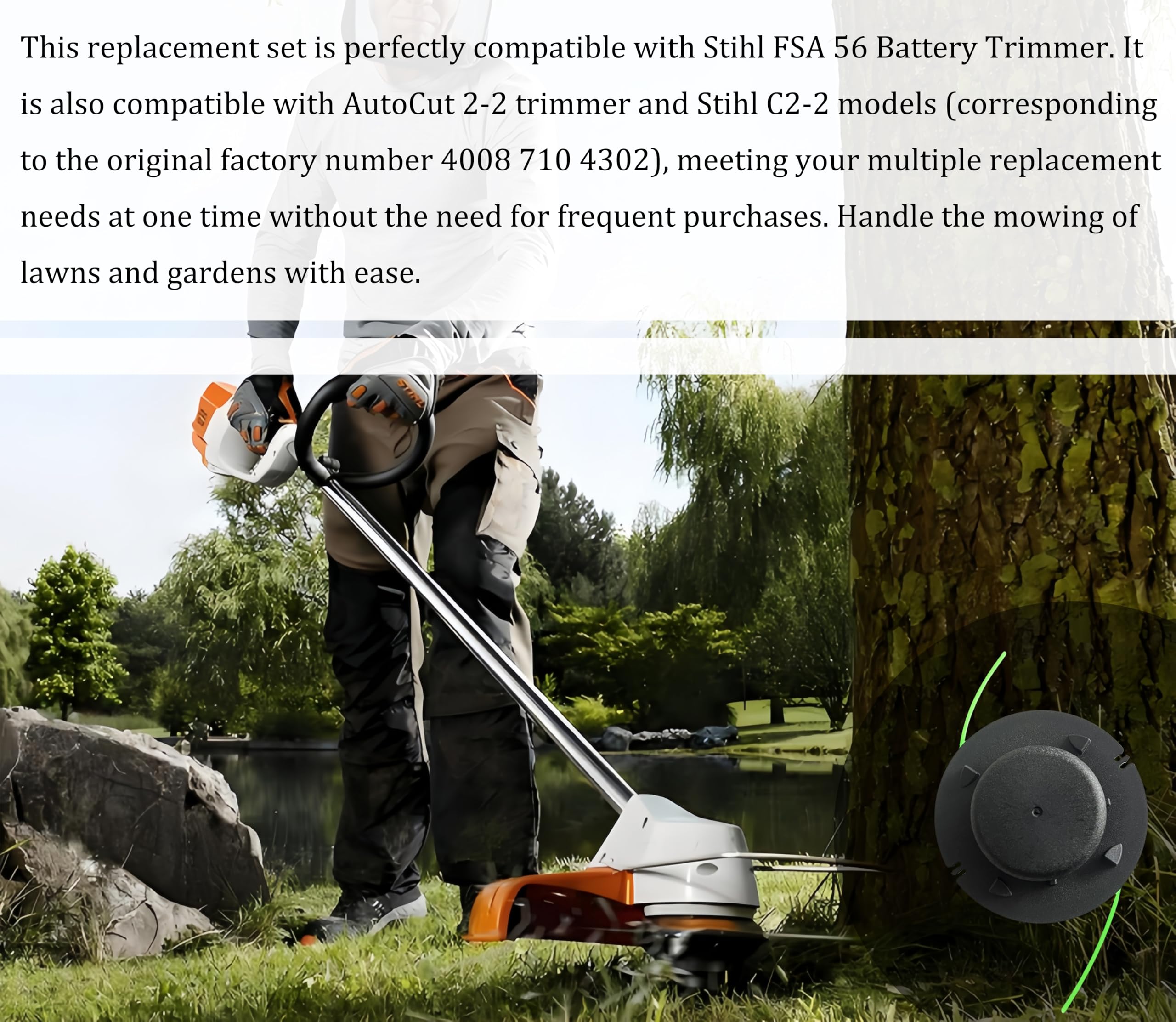 Confezione da 4 bobine di ricambio 4008 710 4302 compatibili con stihl FS56 Trim The Head Automatic Outgoing line 2-2 Strike The Grass Head 2-2 bobine