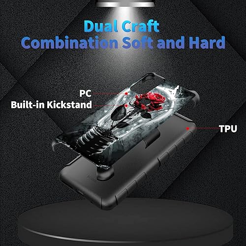 Miniatura 439 de AT&T Calypso 2 (U319AA) Funda con protector de pantalla de vidrio templado resistente con función atril integrado para debut de críquet, ciervo