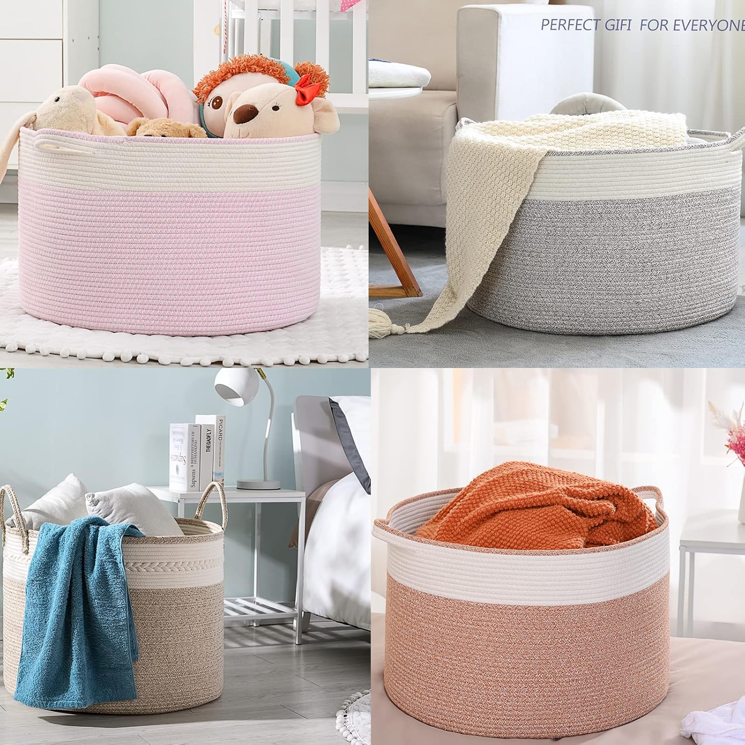 Large Cotton Rope Basket Throw Blanket Storage Basket 22