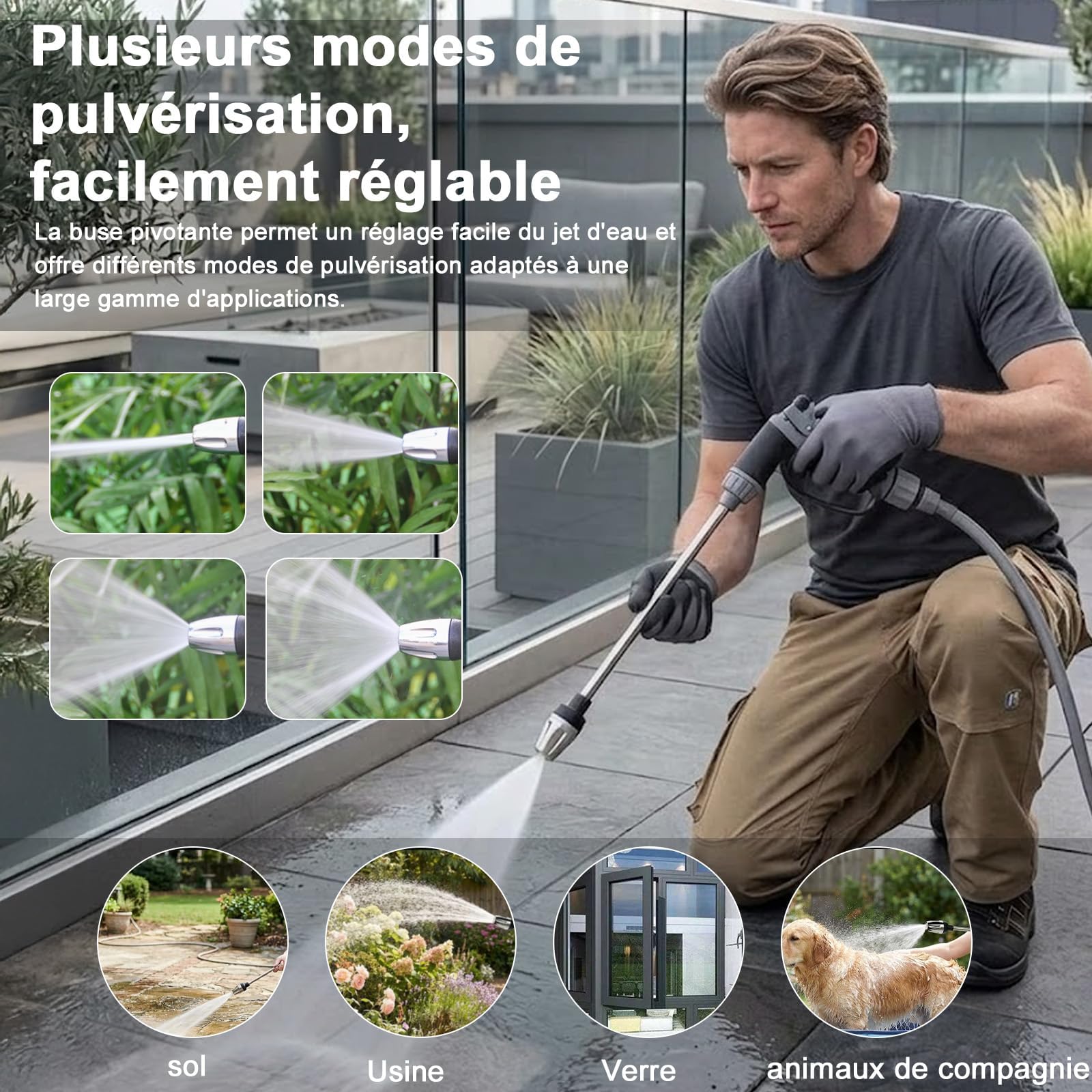 Jetteryx Hochdruckpistole, Aquoxis Pressure Washer Gun – leistungsstarke 15-fache Pistole, Multi-Winkel-Düsen, verstellbar und universell für Terrasse,Auto & Garten
